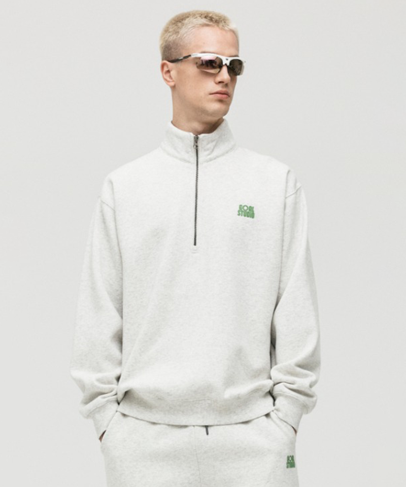 Goal Studio Essential Brushed Quarter Zip-Up Tee - Oatmeal