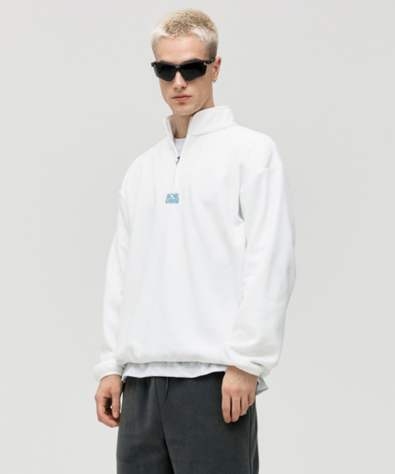 Goal Studio Men's Essential Micro fleece Quarter Zip-Up Tee - Off White
