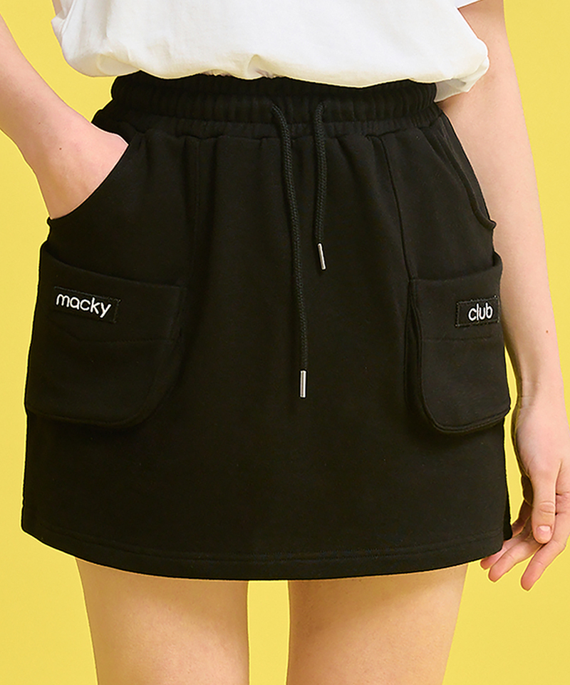 Edday Pocket Sweat Skirt - Black