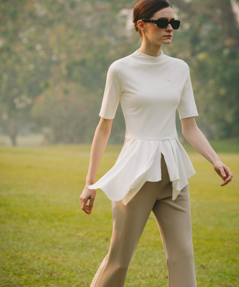 OBER Golf Frill Layered Base Top - White