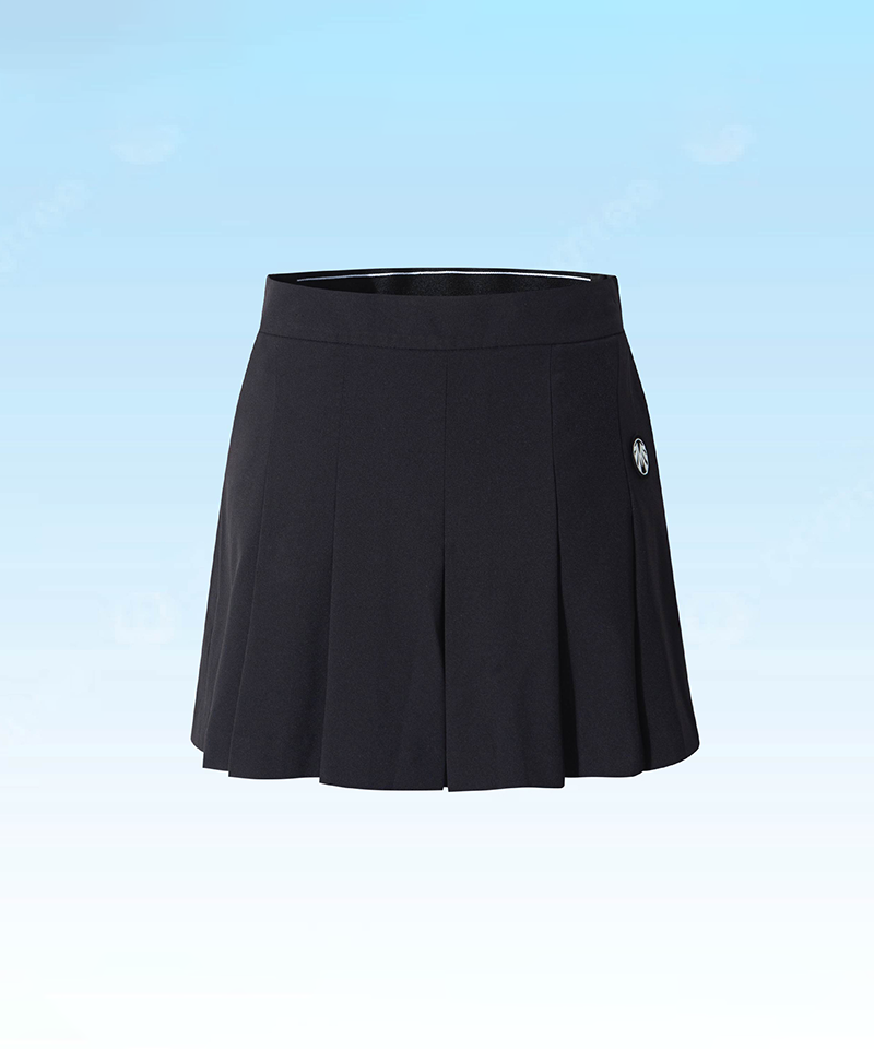 Women's Summer Woven Stretch Pleated Pants - Black