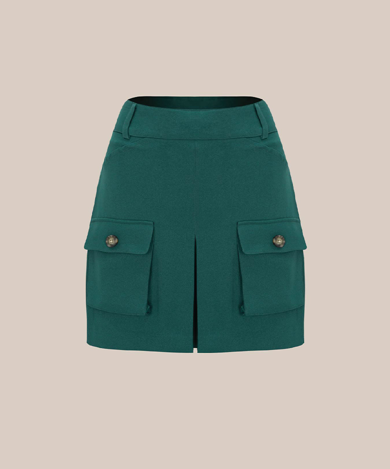 Orange Label Pocket Pleated Skirt - B.Green