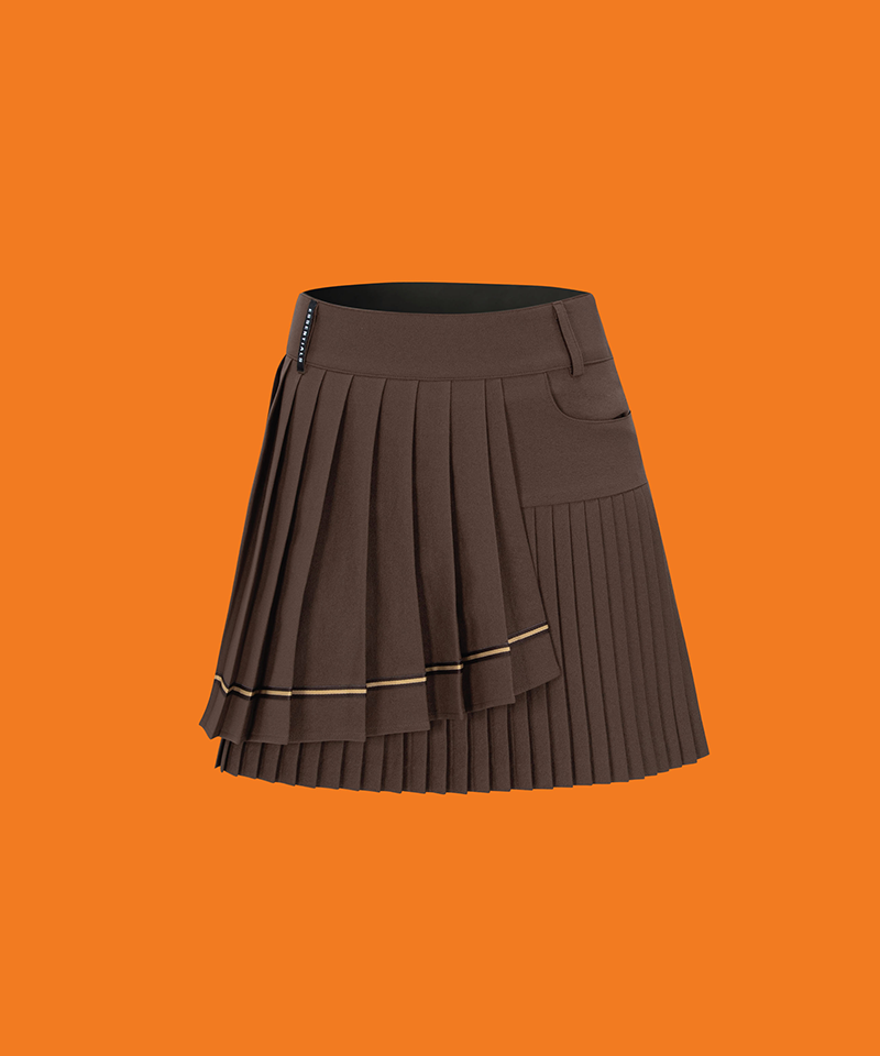 Mahes Orange Label Double Layer Pleated Skirt - Brown