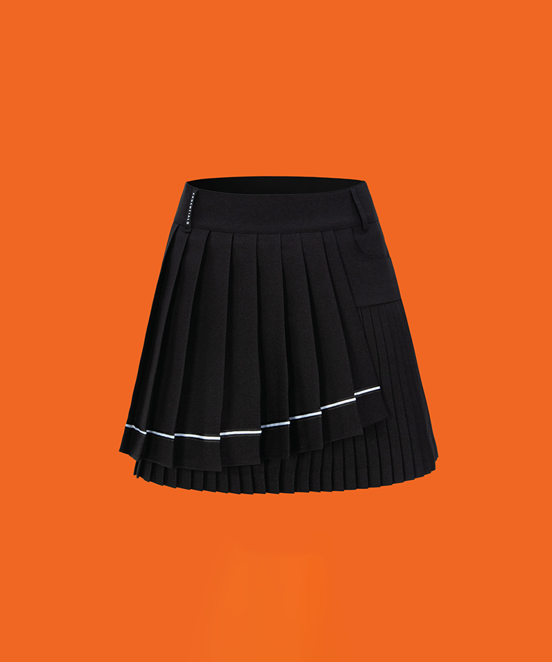 Mahes Orange Label Double Layer Pleated Skirt - Black