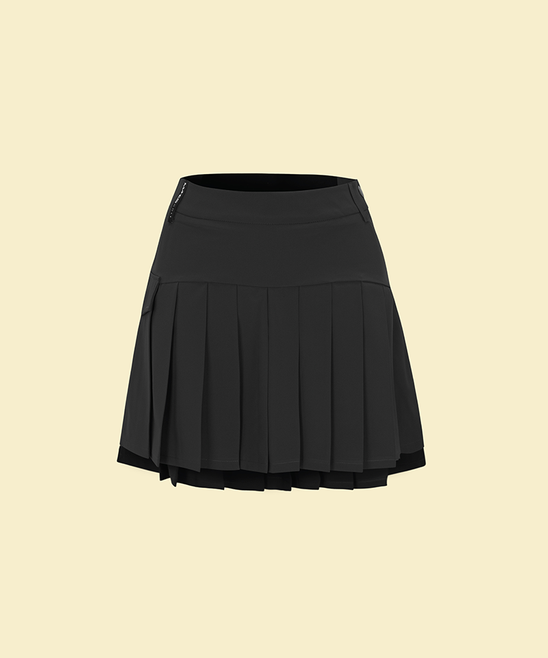 Orange Label Spandex Stretch Back Pleated Skirt - Black