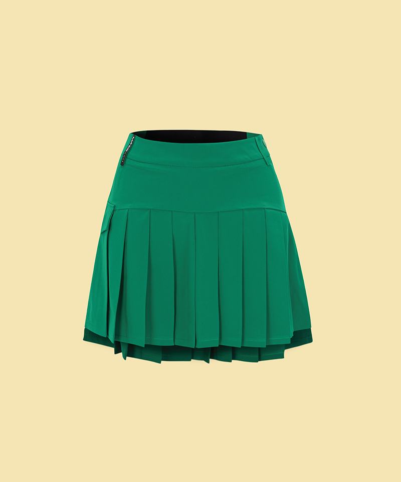 Orange Label Spandex Stretch Back Pleated Skirt - Green