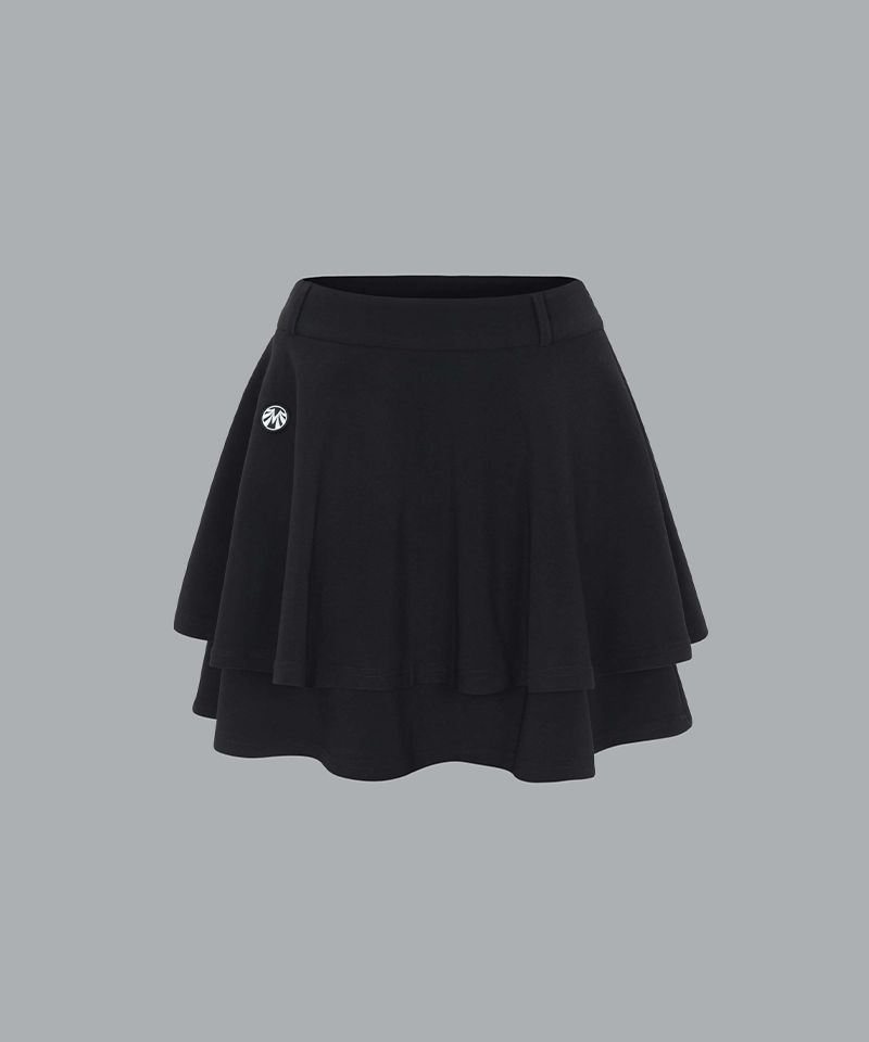 Black Label Double Layer Flare Golf Skirt - Black