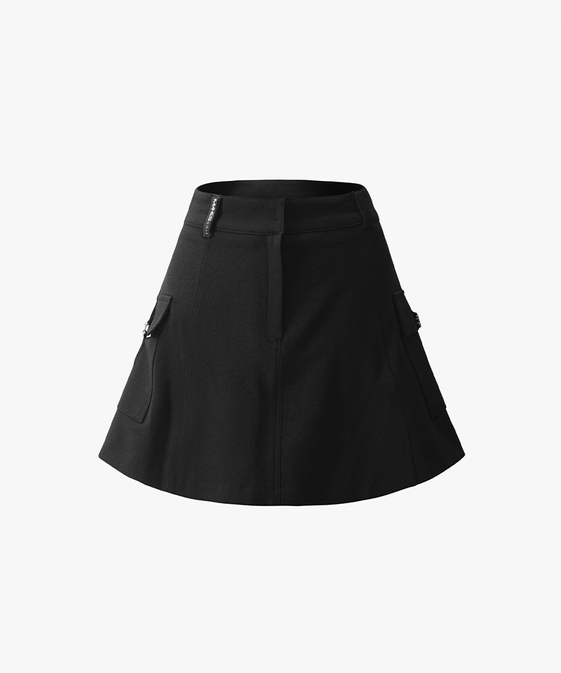 Black Label Cargo Pocket Back Frill Skirt - Black