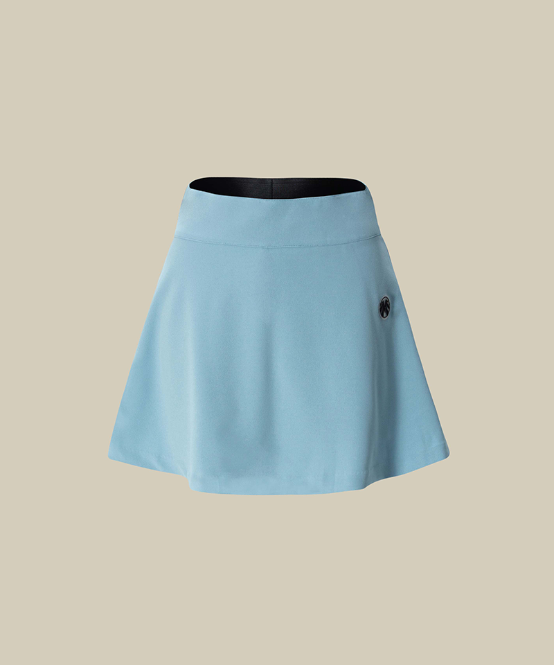 Wide Banding Natural Flare Skirt - Sky Blue