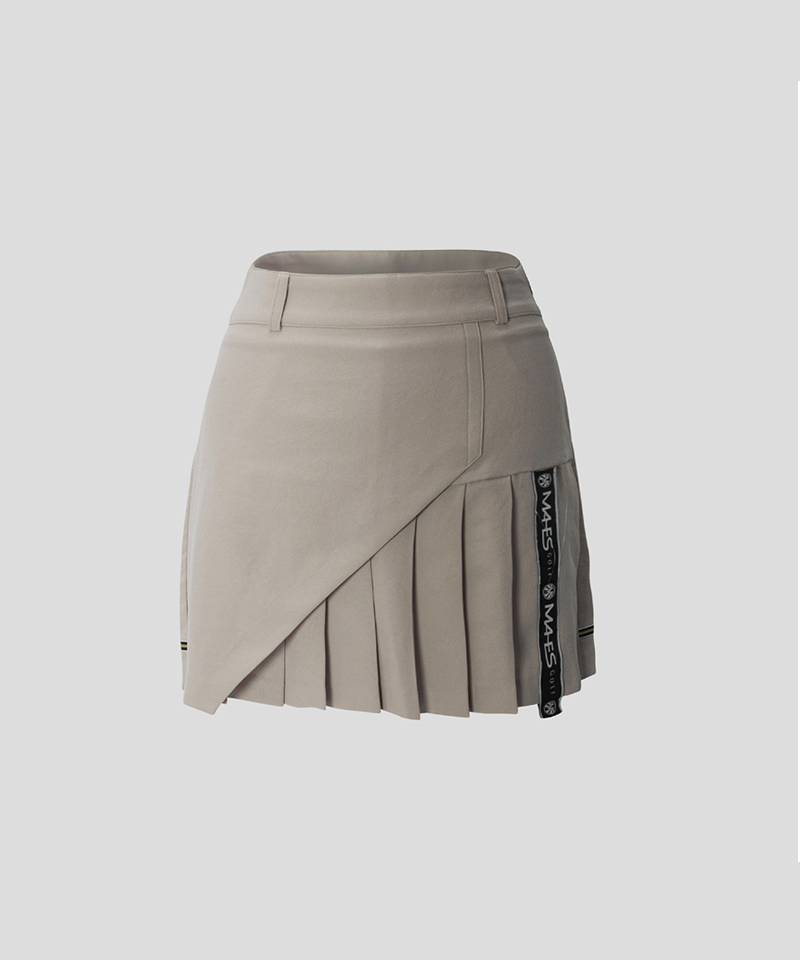 Invisible Cutting Pattern Pleated Skirt - Beige