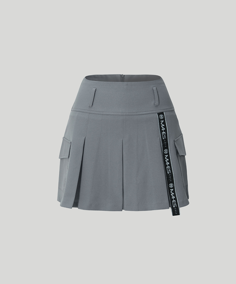 Casual Cargo Pocket Pleated Skirt - Gray
