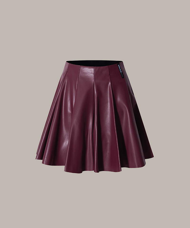 Banding Hole Leather Skirt - Wine
