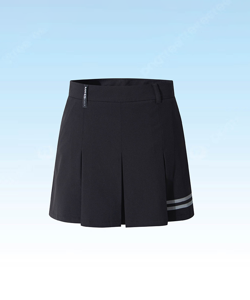 Women's Summer Woven Spandex Pleated Skirt - Black