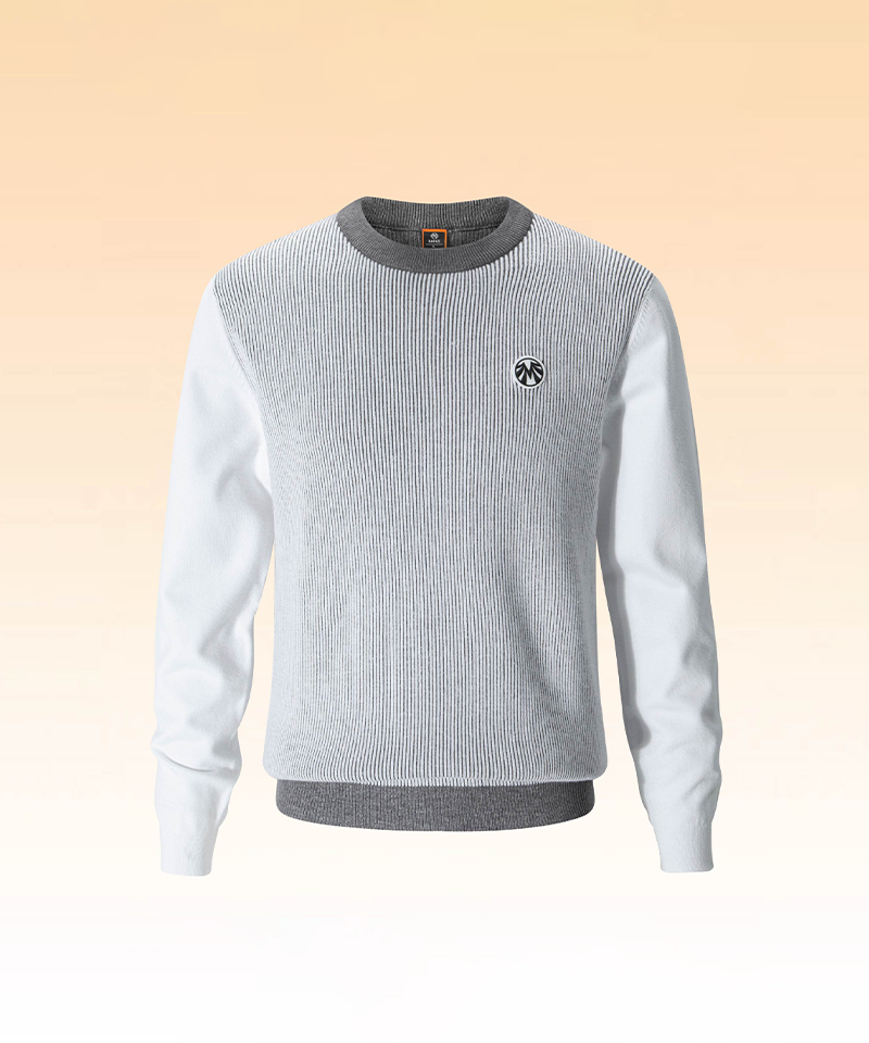 Men's Classic Sporty Round Knit in Transitional Thickness - White