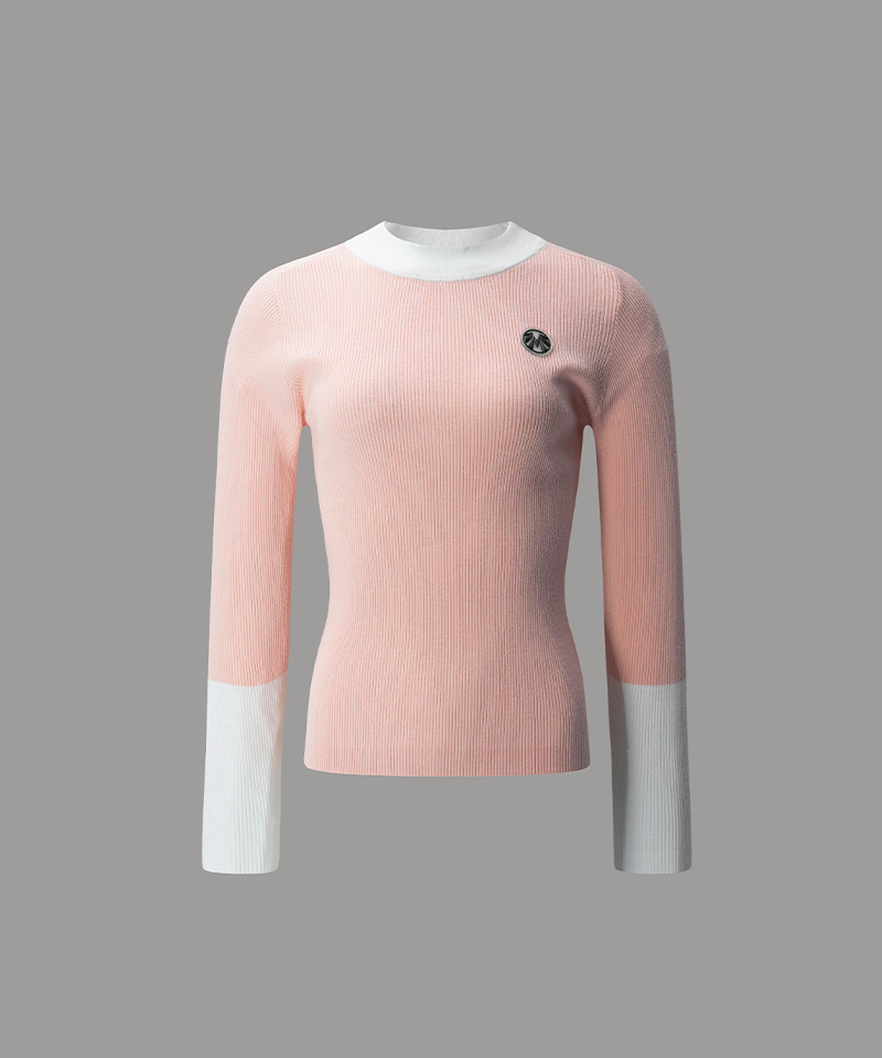 Black Label Mid Season Slim Golji Swing Half Neck Knit - Pink