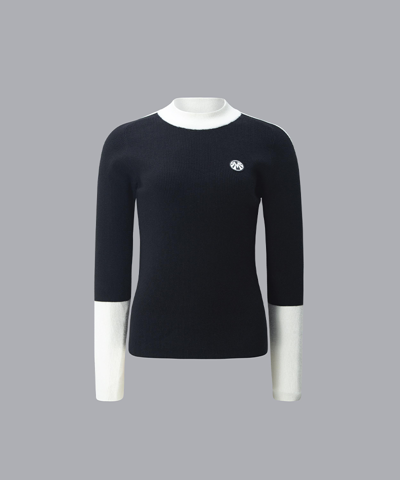 Black Label Mid Season Slim Golji Swing Half Neck Knit - Black