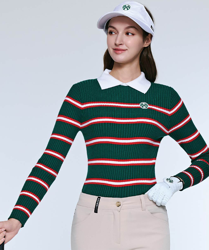 Mahes Golf Soft Ribbed Knit Designed With High Quality Yarn - Green