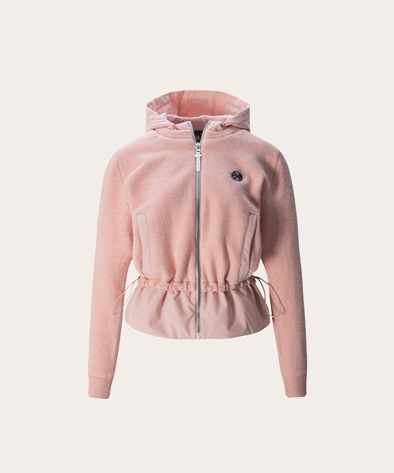 High-Neck Hooded Cashmere Jacket - Pink