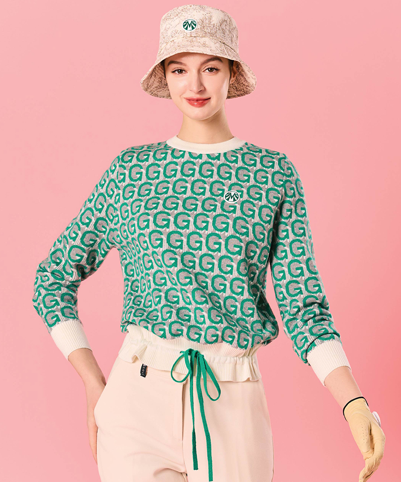 Women's Cashmere Jacquard Windbreaker - Green