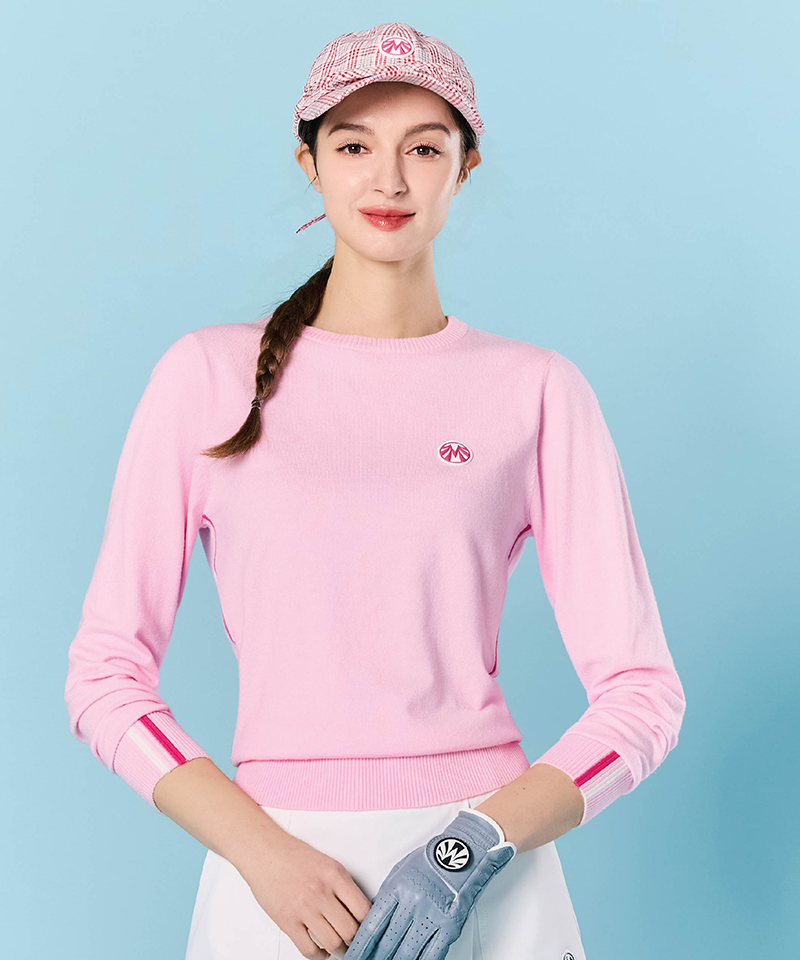 Light And Soft Soft-Touch Round Knit - Pastel Pink