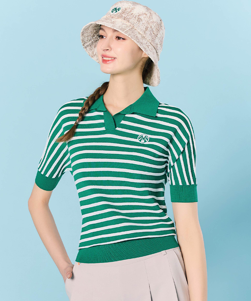 Women's Cooling Yarn Batwing Collar Knit - Green