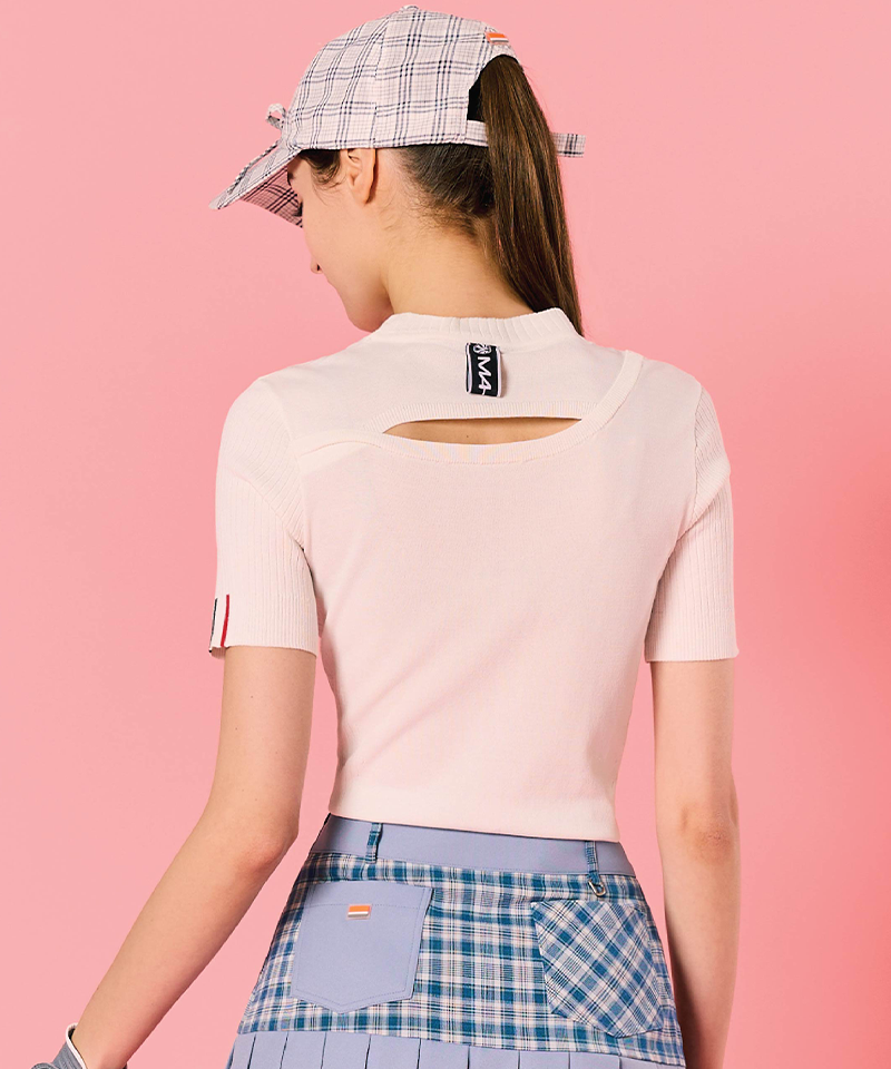 Women's Cooling Yarn Back Slit Round Knit - Ivory