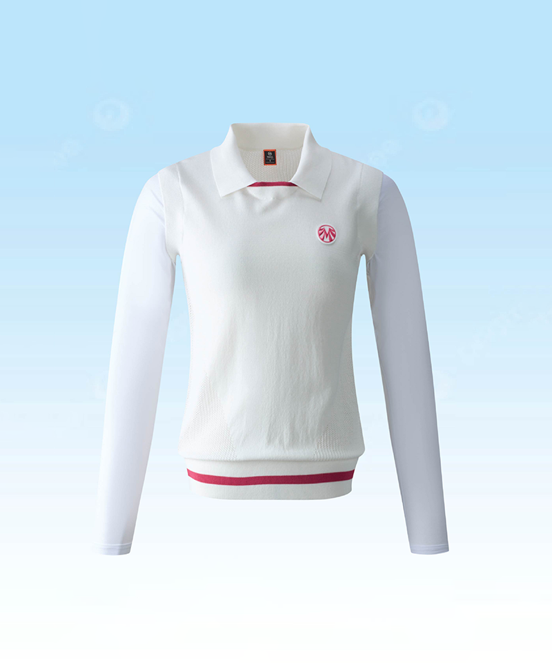 Women's Cooling Sleeve and Cooling Vest Faux Layered Knit - White