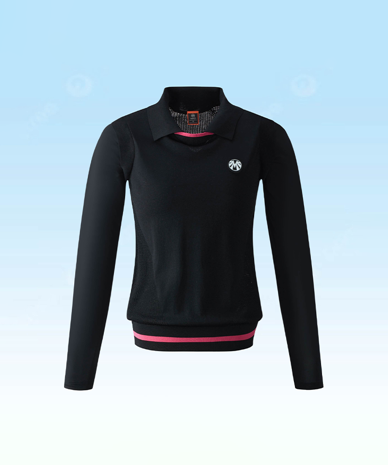 Women's Cooling Sleeve and Cooling Vest Faux Layered Knit - Black