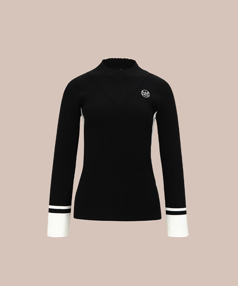 Orange Label Slim Golji Half-Neck Knit - Black