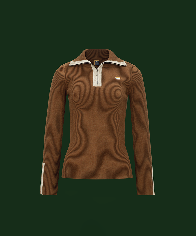 Orange Label British Brown Half Zip-Up Knit - Brown