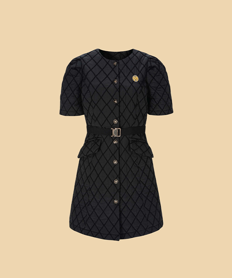 Gold Label Princess Line Quilted Jacket Dress - Black