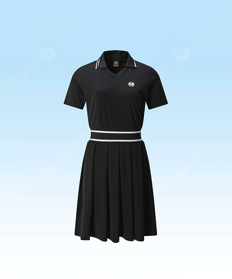 Women's Lightweight and Cool Jersey Stretch Pleated Dress - Black