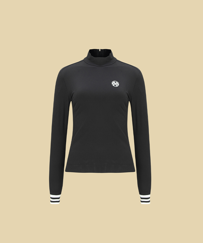 Mahes Saint Signature Black Label Hyperstretch Slim Golji Half-Neck Zipper T-Shirt - Black