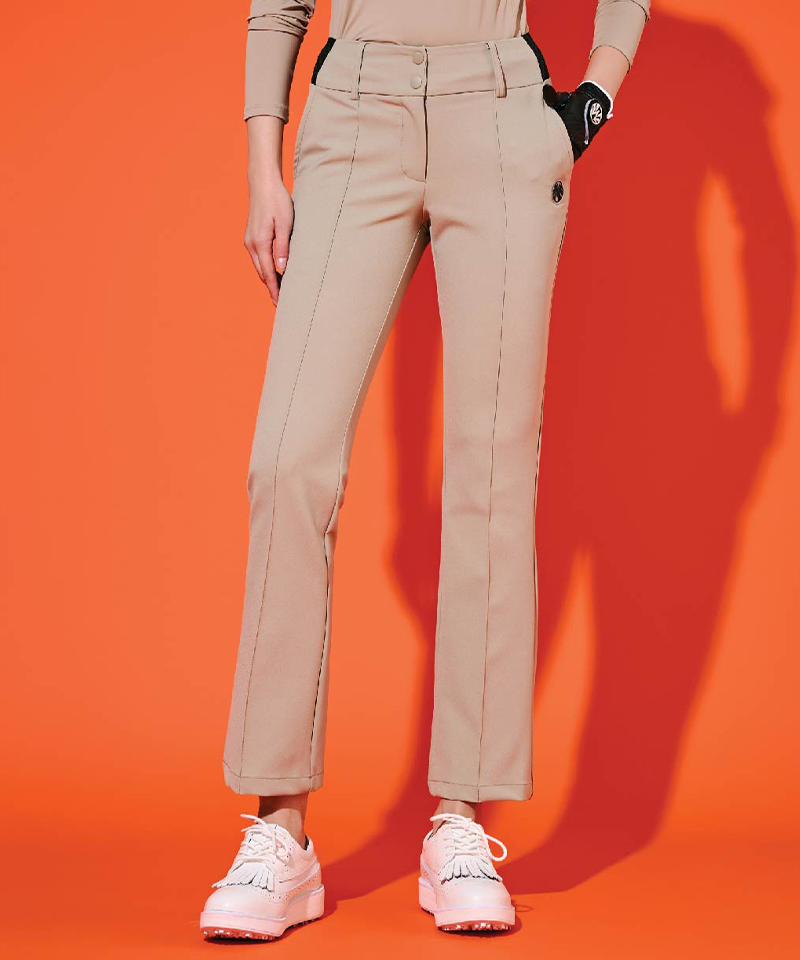 Saint Signature Black Label Wide Banding Semi-Straight Fit Pintuck Pants - Beige