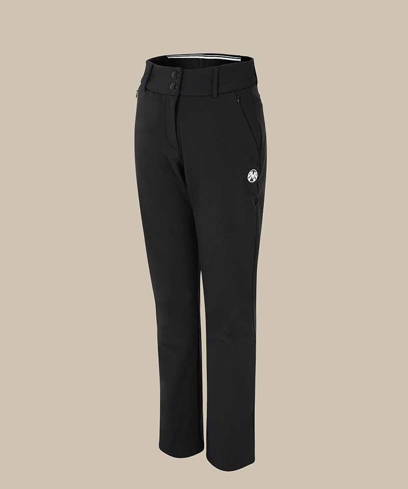 Semi-Straight Fit Pants With Fleece Bonding - Black