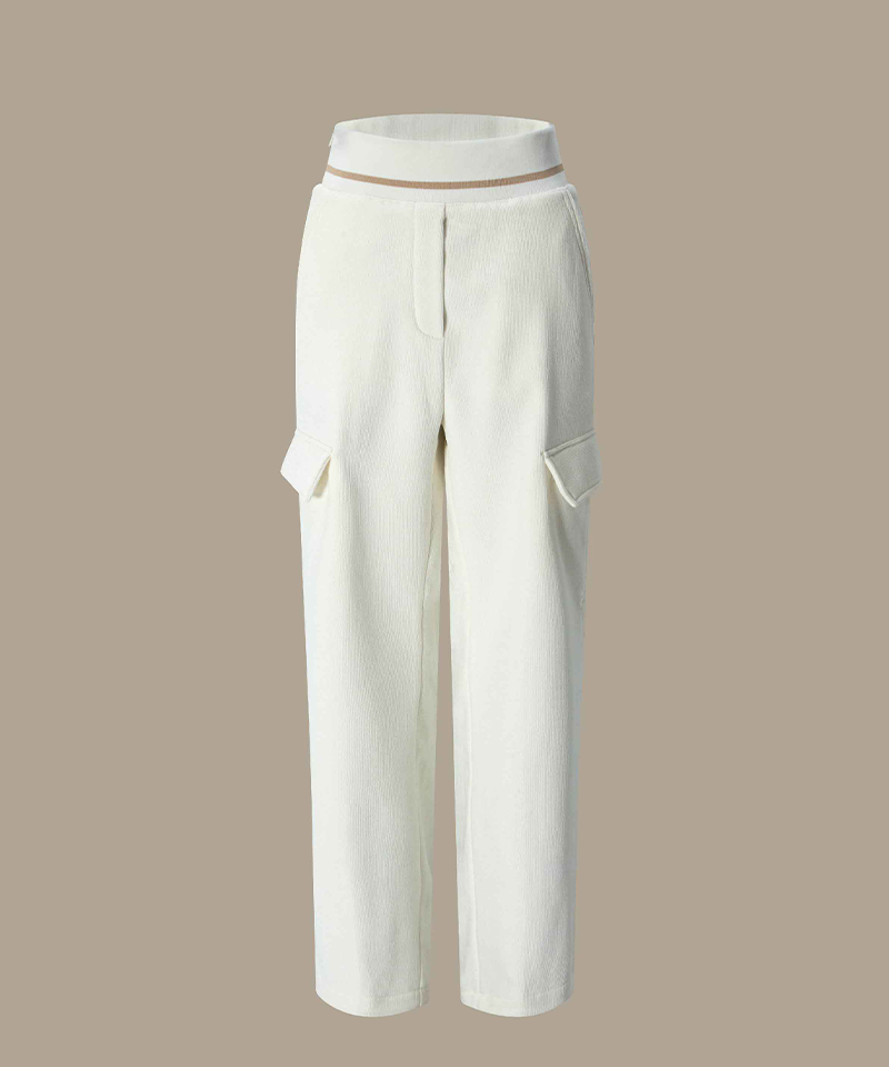 Cargo Pocket Corduroy Pants - Ivory