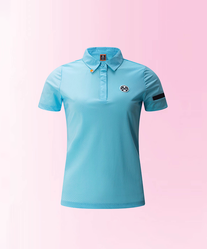 Women's Cooling Perforated Spandex Camo T-Shirt - Sky Blue