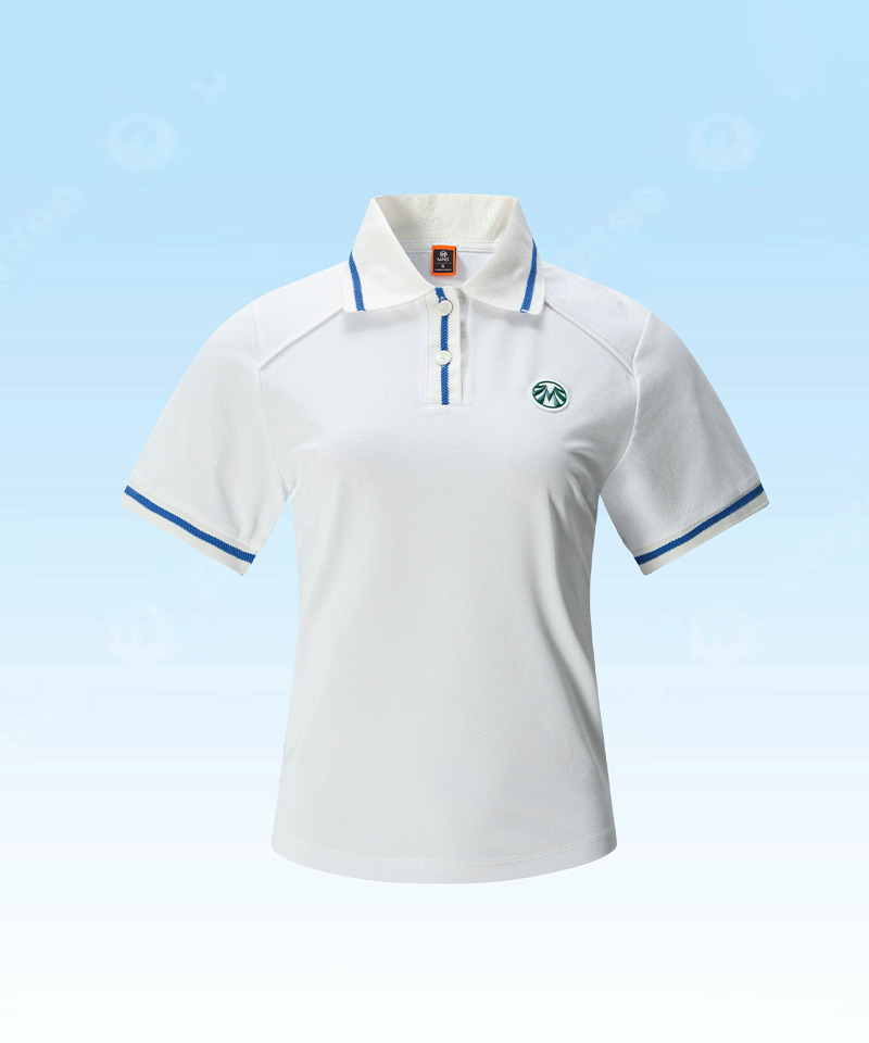 Women's Collared T-Shirt Maximizes Shoulder Movement - White