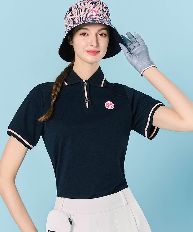 Women's Collared T-Shirt Maximizes Shoulder Movement - Black