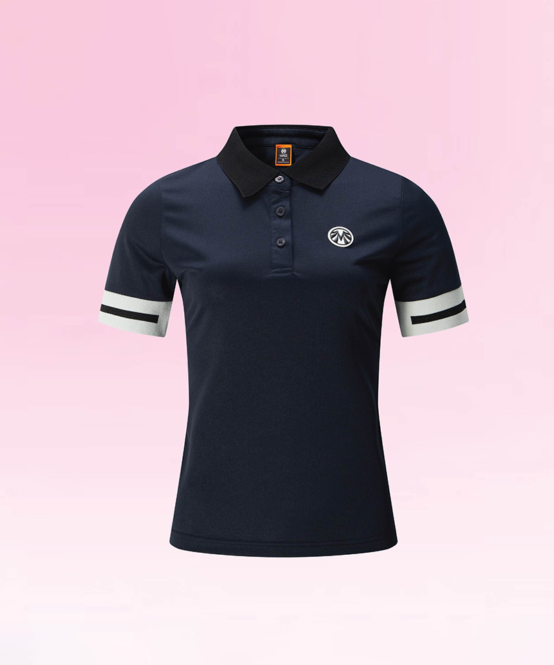 Women's Functional Air Mesh Collar Short Sleeve T-Shirt - Navy