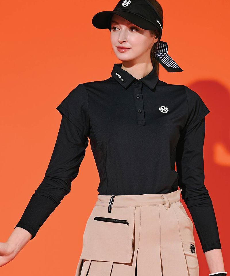 Edge sleeve Mid Season Spandex Collared Shirt - Black