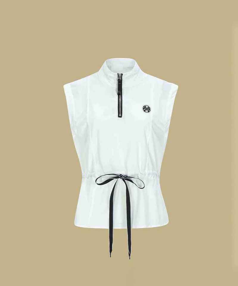 Mahes Saint Signature Black Label High-Waisted Line Woven Span Vest - White
