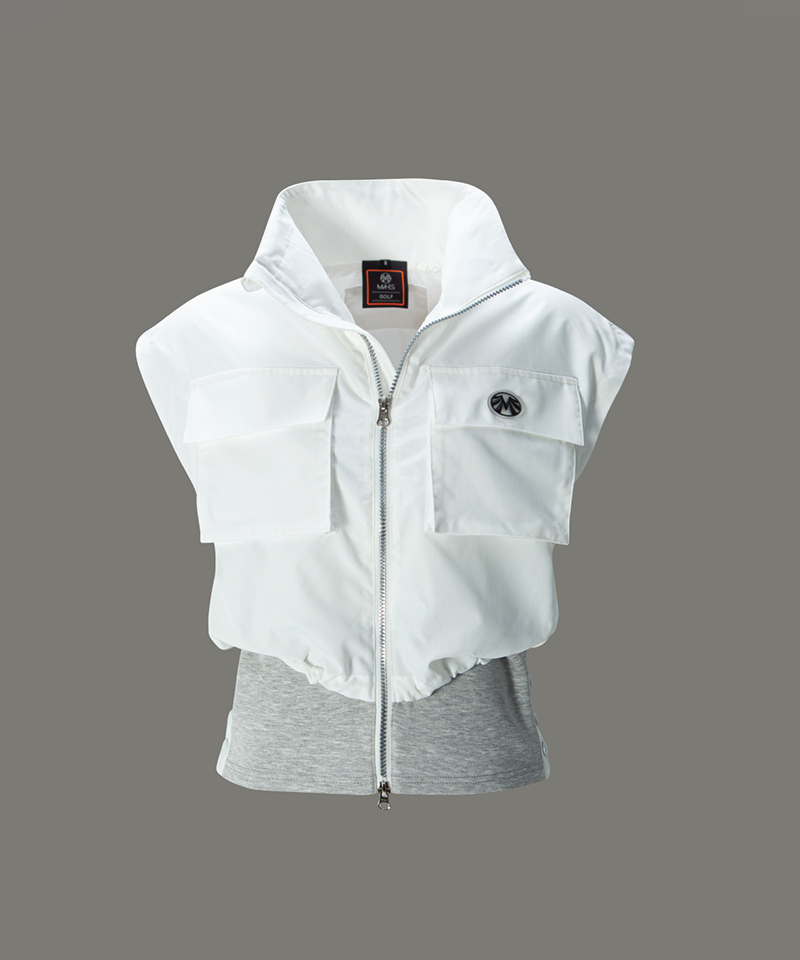 Jersey Layered High Neck All Season Windbreaker - White