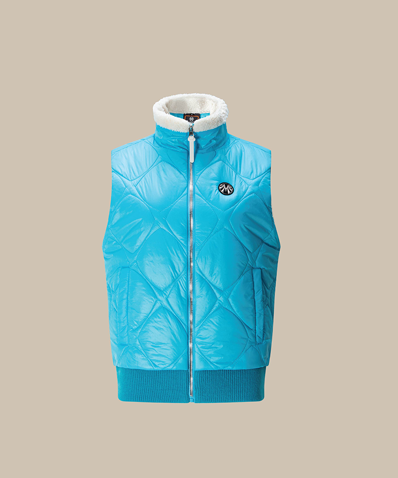 Fleece Neck Lightweight Padded Vest - Sky Blue