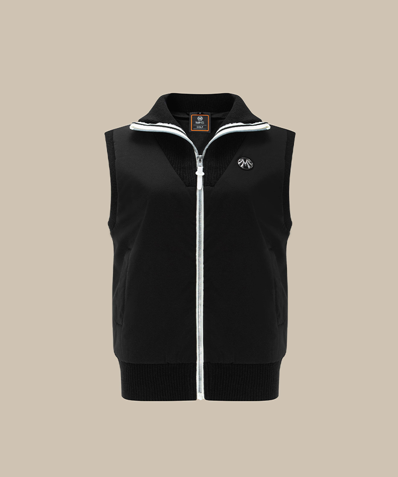 Cashmere Knit Padded Vest - Black