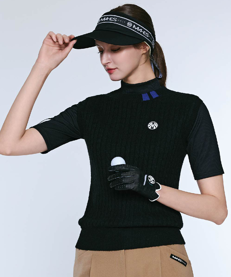 Cable Cashmere Knit Vest - Black