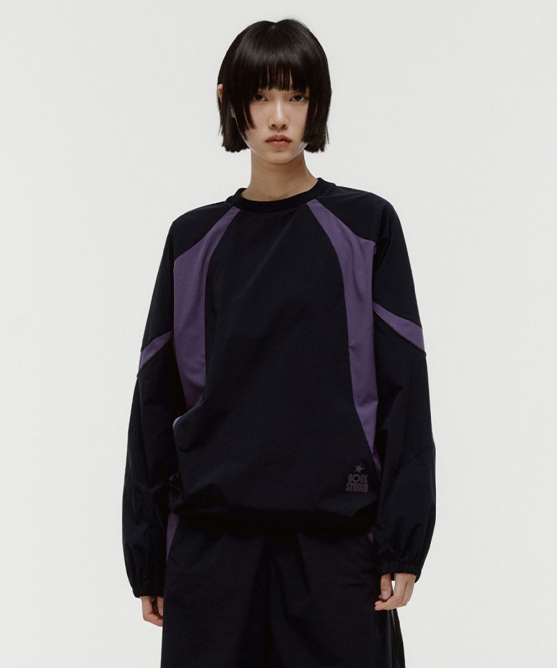 Goal Studio Unisex Color-Block Woven Pullover - Navy