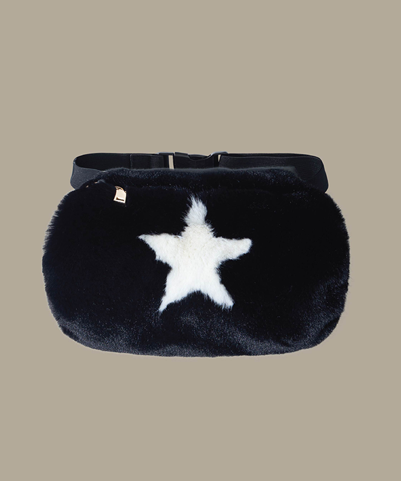 Mink Fur Hand Warmer Waist Bag - Black
