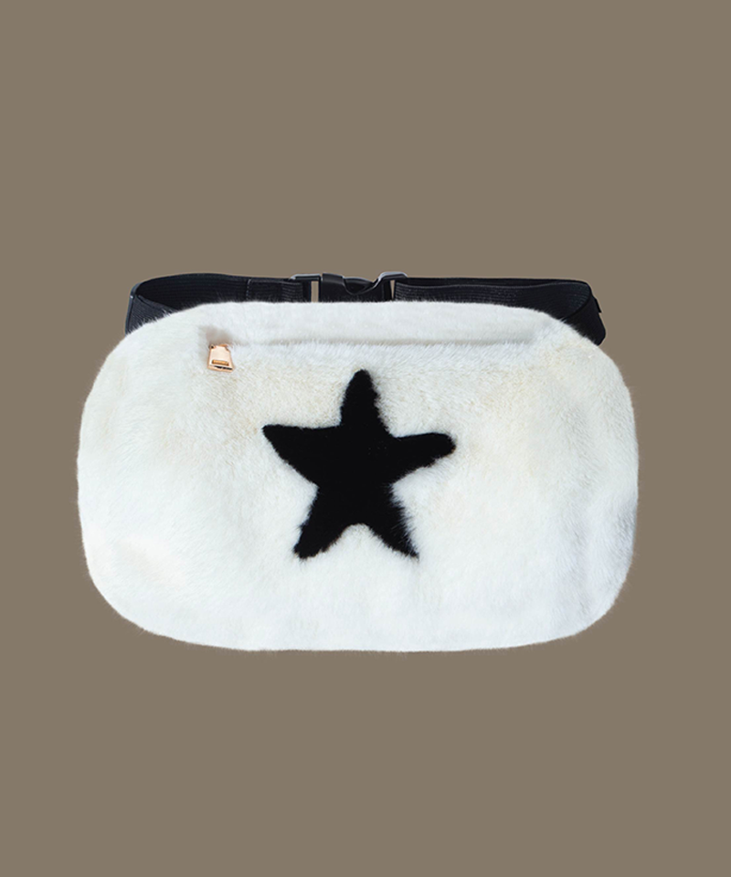 Mink Fur Hand Warmer Waist Bag - White