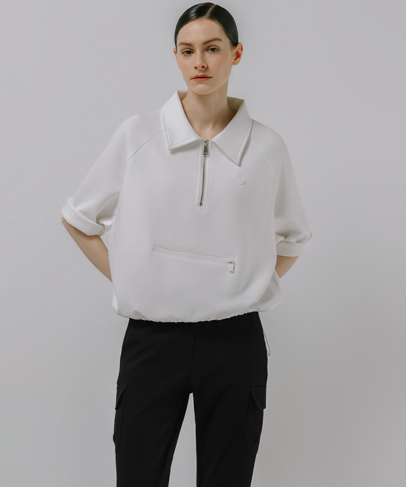 OBER Golf Women's Half-Zip-Up Oversized Short-Sleeved T-Shirt - White